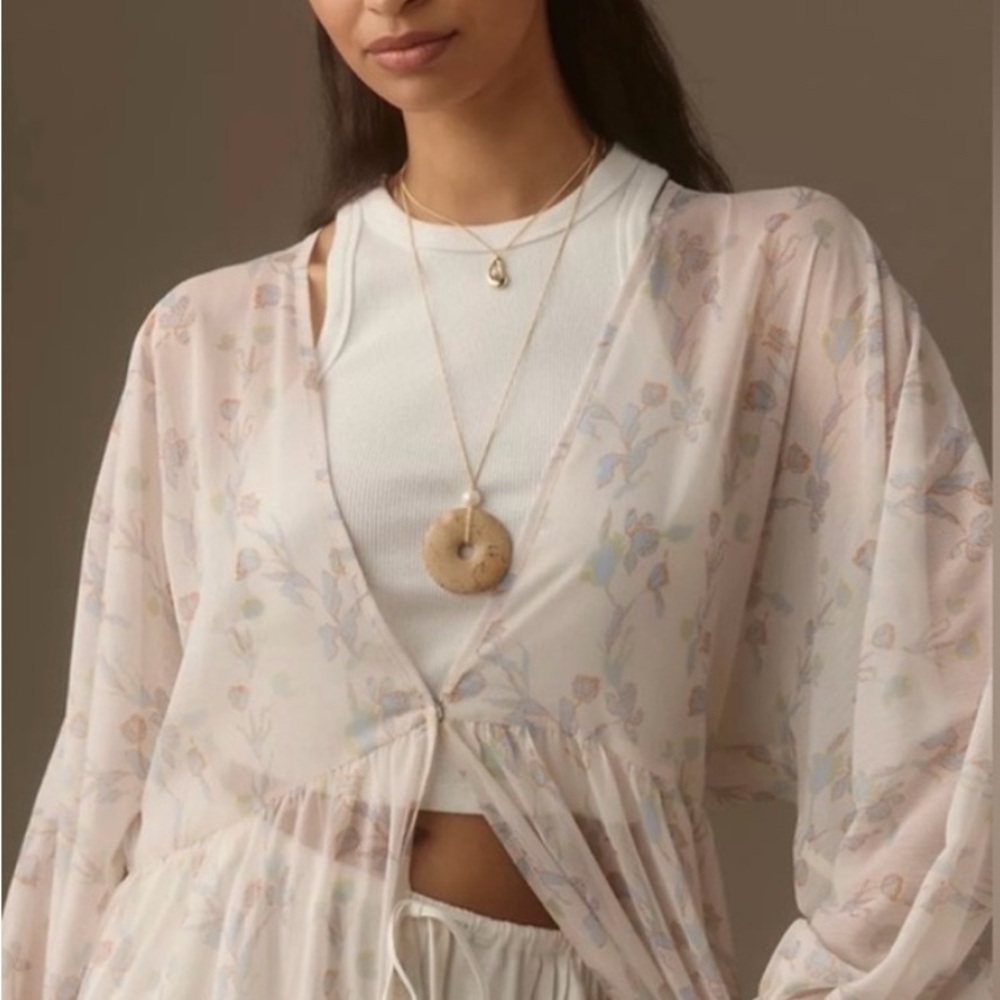 BY ANTHROPOLOGIE FLORAL TIERED DUSTER